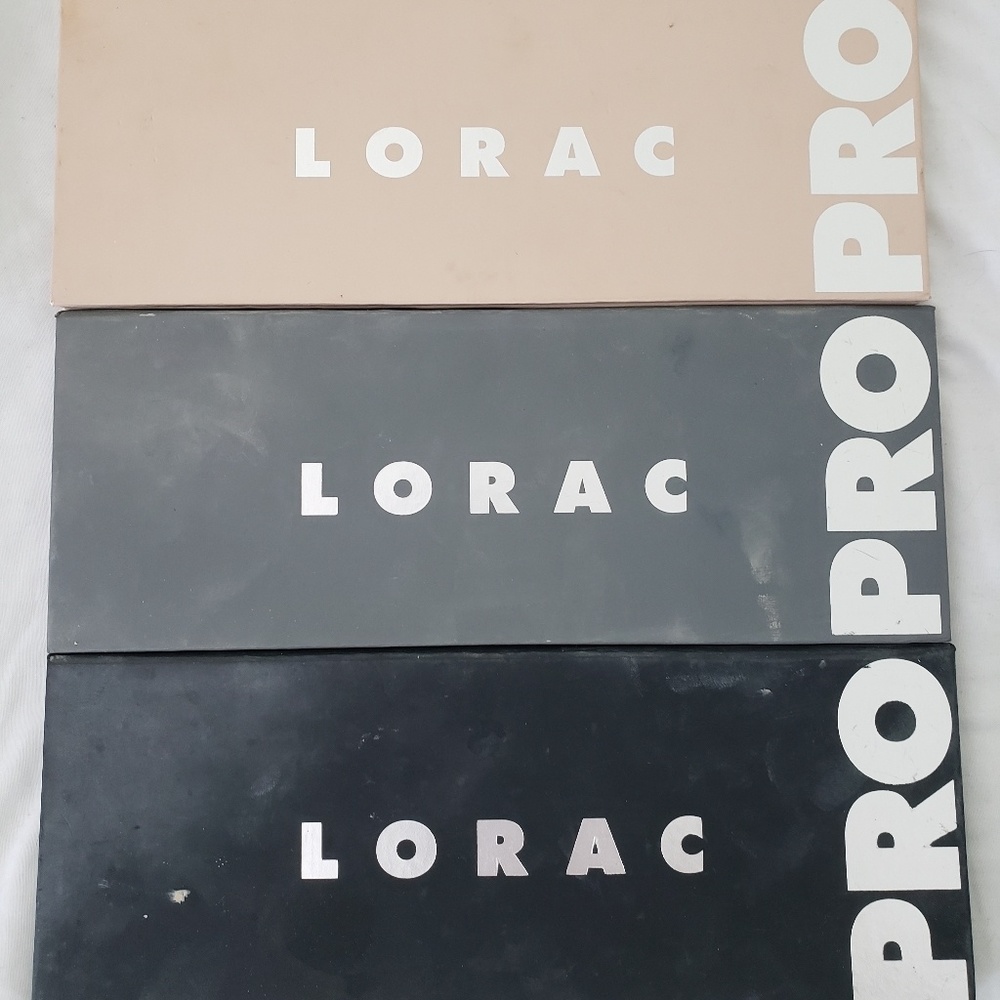 Lorac Pro eyeshadow palettes 1, 2, and 3